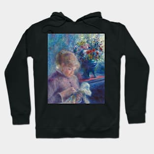 Young Woman Sewing by Auguste Renoir Hoodie